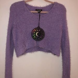FUZZY PURPLE CROPPED SWEATER